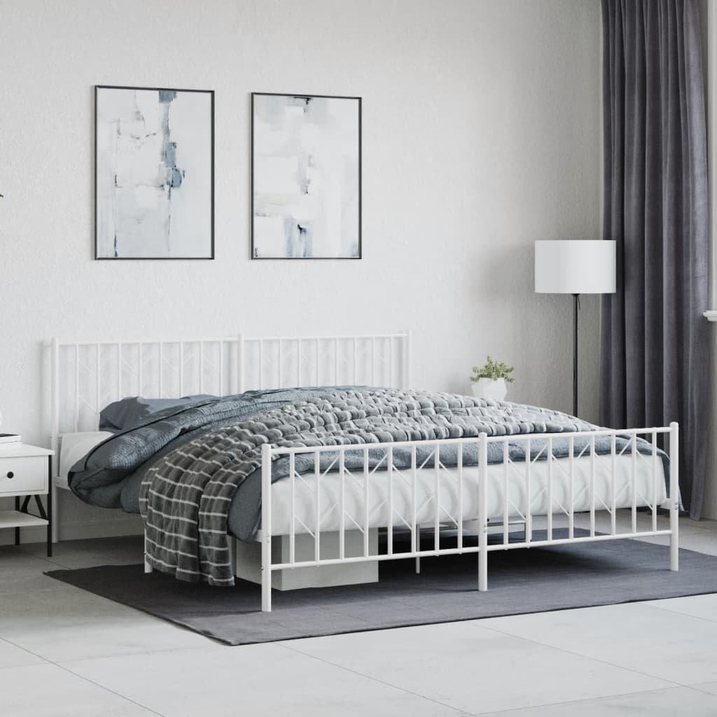 vidaXL Metal Bed White 183 x 213 cm